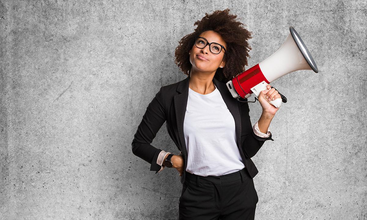 Image of a woman holding a megaphone